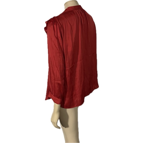 NWT Zadig & Voltaire Tygg Satin Red Button Blouse with 3/4 sleeves - Picture 6 of 13